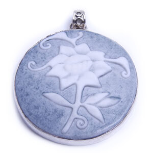 Blossom porcelain and sterling silver pendant