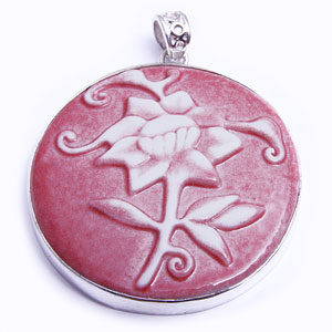 Blossom porcelain and sterling silver pendant