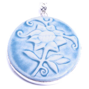 Blossom turquoise porcelain and sterling silver pendant