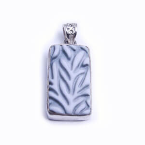 Bilbo - handmade rectangular porcelain pendant, set in sterling silver. Available in grey, red, blue and light blue.