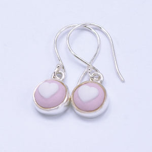 Heart is a small porcelain and sterling silver earring design
