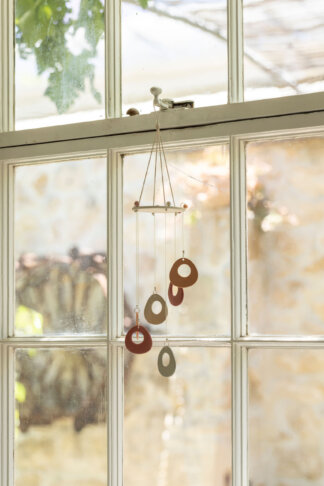 Colours of Autumn porcelain wind chime close up