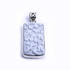 Camboja is a rectangular porcelain pendant set in 925 sterling silver