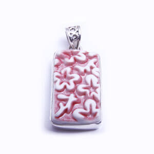Camboja is a rectangular porcelain pendant set in 925 sterling silver
