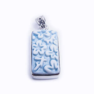 Camboja is a rectangular porcelain pendant set in 925 sterling silver