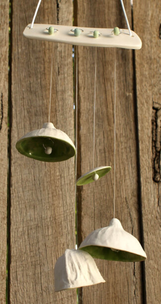 Gumnut windchime - porcelain & green glaze