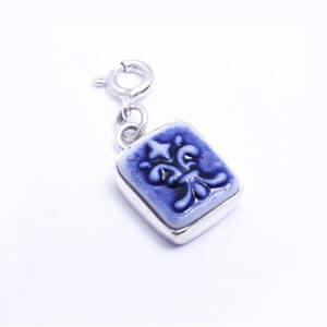 Lis Flower Porcelain and silver cameo charm