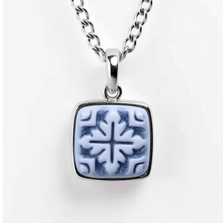 Mosaic Porcelain and sterling Silver Cameo Charm - Image 2