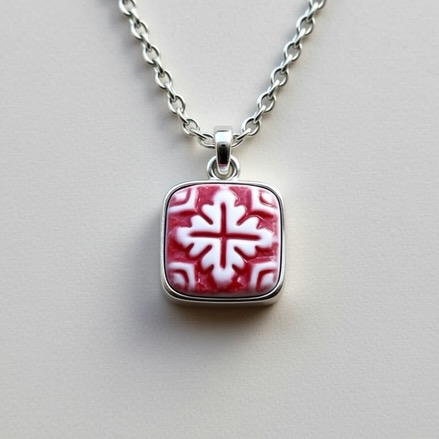 Mosaic Porcelain and sterling Silver Cameo Charm - Image 4