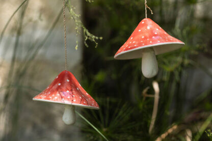 amanita mushroom porcelain bell