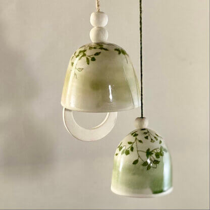 Green Leafs Porcelain bells