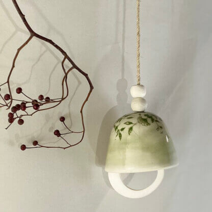Green-leafs-large porcelain bell