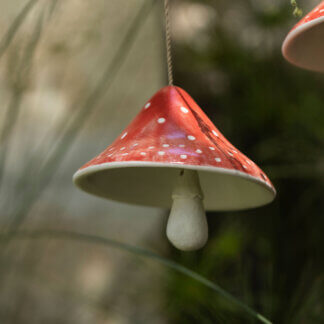 Amanita mushroom porcelain bell
