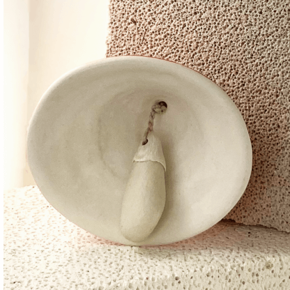 Amanita mushroom porcelain bell clapper detail