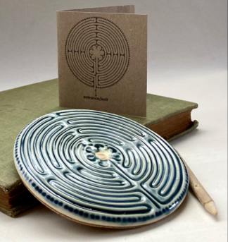 Blue Desktop 11 circuit Chartres Labyrinth with instructions booklet