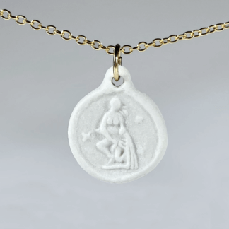 Aquarius porcelain coin medallion