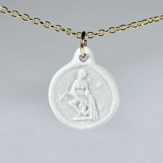 Aquarius porcelain coin medallion
