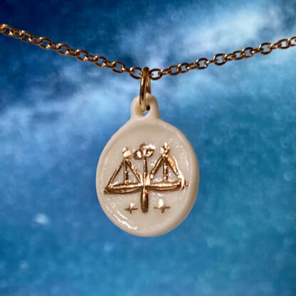 Libra white coin porcelain and gold medallion with gold chain