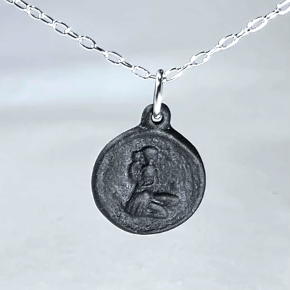 Virgo black porcelain coin medallion with silver chain