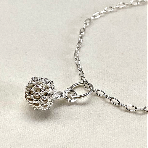 sheoak silver gumnut in a silver chain